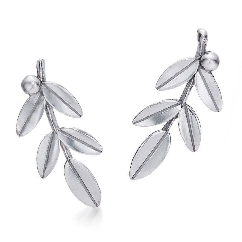 Karen Walker Leaf Stud Earrings - Sterling Silver - Walker & Hall