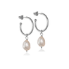 Pearl Hoop Stud Earrings in Sterling silver 925