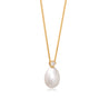 Gold Pearl Necklace, Diamond Necklace, Delicate Solitaire Necklace with Pearl