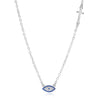 Oval Evil Eye and Cross Necklace, Sterling Silver 925