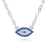 Greek Evil Eye Cross Necklace, Sterling Silver 925