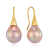 Purple Baroque Pearl Earrings, 9Κ Gold, 14K Gold