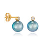 Diamond Earrings with South Sea Tahiti Pearl, 14K Gold