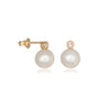 Bridal Earrings Diamond Pearl Earrings, K14 Gold