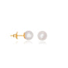 White Pearl Earrings, 14K Yellow Gold